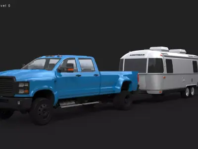 Airstream Trailer and Pickup 3D model