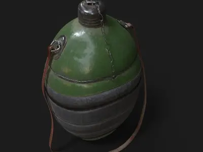 military flask Low-poly 3D model