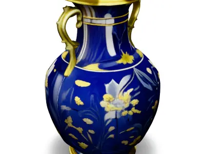 Blue Floral Porcelain Vase 3D Model Low-poly 3D model