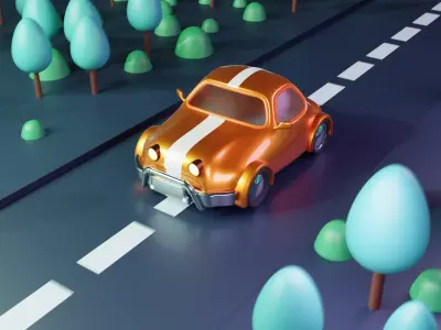 run car Free low-poly 3D model