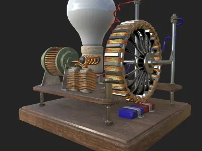 Dynamo machine Electric generator Low-poly 3D model