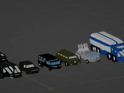 Low poly Military vehicles Low-poly 3D model