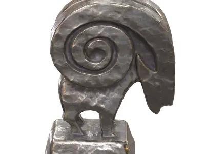 Ram abstract metal statues Low-poly 3D model