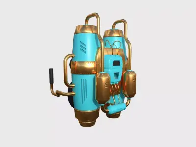 Jetpack A07 Blue Orange - SciFi Character Design Low-poly 3D model