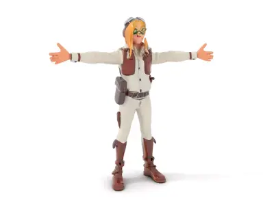 Aviator Girl Pilot model pack Low-poly 3D model