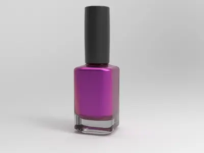 Glass Gel Nail Polish Bottle Held by a Manicured Hand - 3D Model 3D model