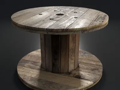 Wood Cable Reel Low-poly 3D model