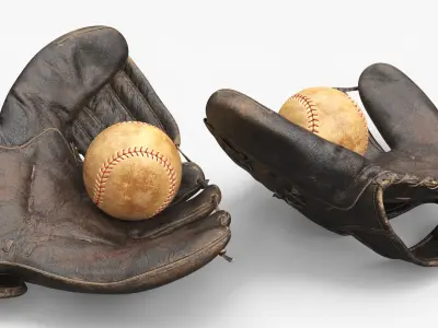  Vintage Baseball Glove with Ball Used 