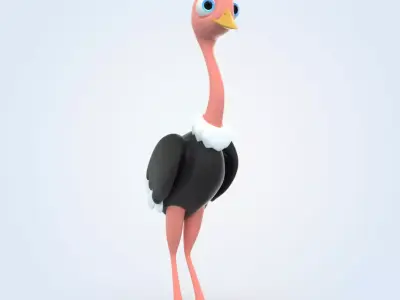 Ostrich in suit 3D model