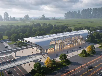 Large transport hub railway station high-speed rail station 3D model