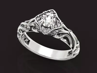 Vintage filigree engagement rings 1347 3D print model