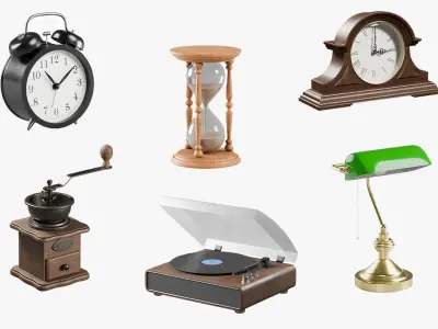 Retro Props Collection Low-poly 3D model