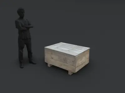 wooden box Low-poly 3D model 2