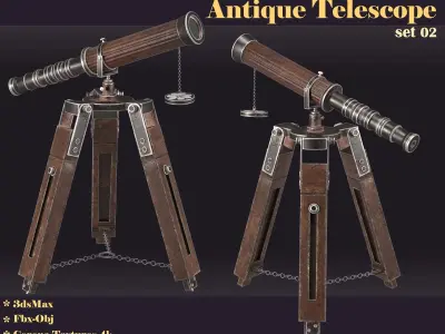 antique telescope 02 3D model