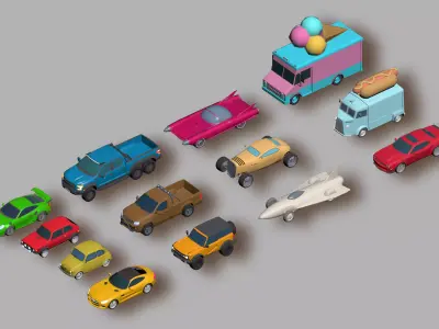 Pack cars Hypercasual Low-poly 3D model