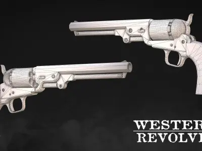 Western Revolver Low-poly 3D model