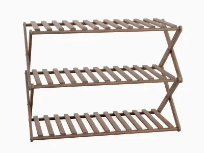 Modern Wooden Shoe Rack Set Low-poly 3D model