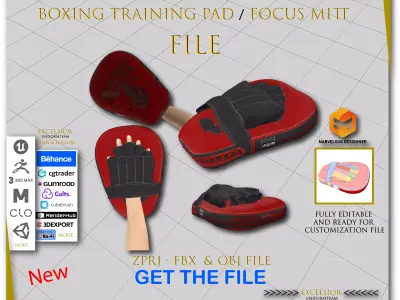 Boxing Training Pad  Focus Mitt  Premium 3D Model ZPRJ    Low-poly 3D model