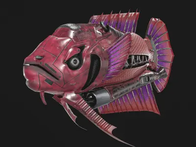 Sci-fi Robot Fish  Pack Low-poly 3D model