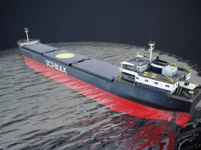Bulker ship Low-poly 3D model