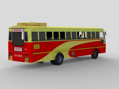 KSRTC Bus model Low-poly 3D model