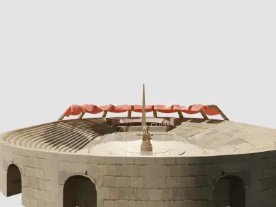 lowpoly well detailed Medieval stadium Low-poly 3D model