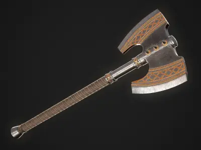 Fantasy Axe 2D Low-poly 3D model