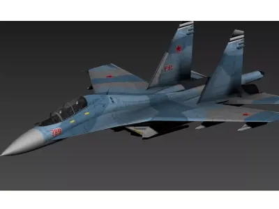 su-30 fighter jet flying in sky Free 3D model