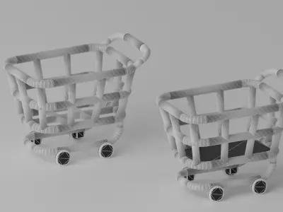 Cartoon Simple Shopping Cart Low-poly 3D model