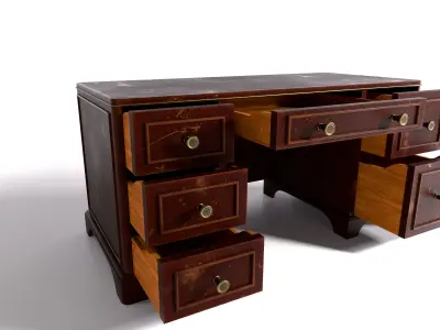Old desk Low-poly 3D model