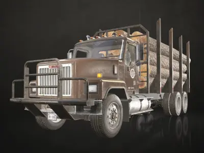Classic Logging Truck Low-poly 3D model