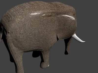 Elephant low poly with tusks Low-poly 3D model