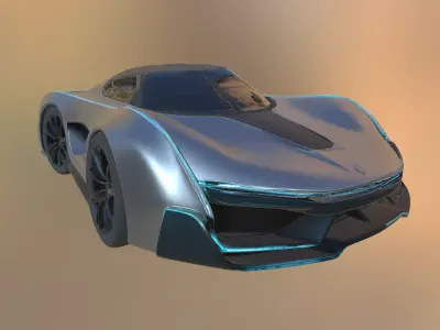 Futuristic Hover Supercar 3D Model High Poly Concept Vehicle 3D model