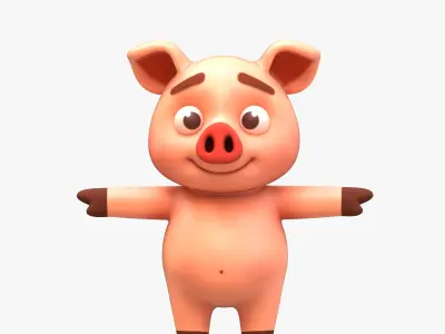 Cartoon Pig Low-poly 3D model