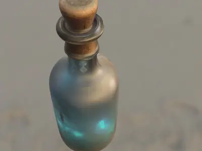 Mystical Key Bottle Fantasy Potion Container Low-poly 3D model
