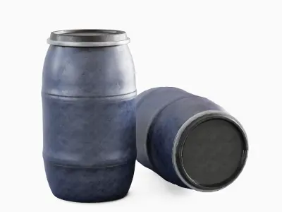 Dirty Plastic Barrel 01 Low-poly 3D model