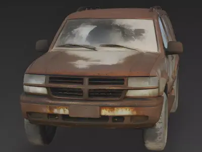 Realistic Rusty Abandoned SUV 3D Model Low-poly 3D model purchase