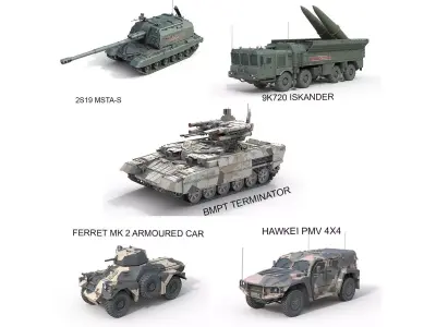 5 Military Vehicles Collection v29 Low-poly 3D model