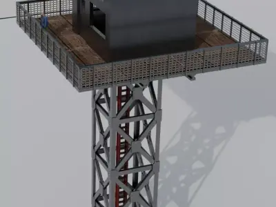 Military Watch Tower 3D Model   Game Ready Low-poly 3D model