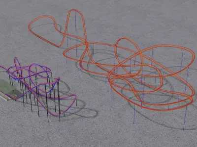 TWO rollercoaster 3D Model Pack 5