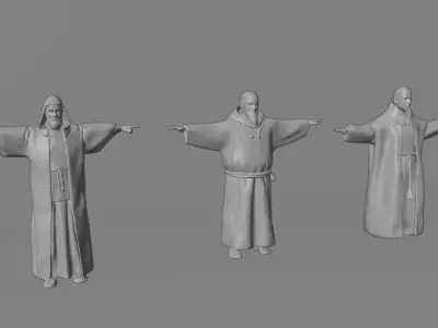 Medieval Monk Pack 3D model