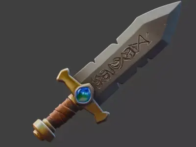 Stylized Medieval Broadsword 3D Model Low-poly 3D model