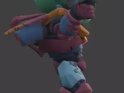 Aesthetic Heavy Combat Chibi 3D Model Low-poly 3D model get