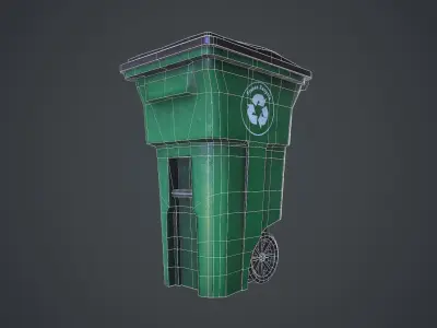 Trash bin Low-poly 3D model purchase
