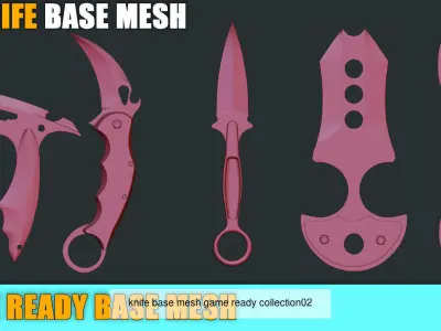 20 knife base mesh game ready base mesh 3D Model Pack