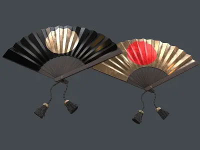 Japanese War Fan Prop PBR Low-poly 3D model