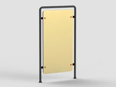 Blank vertical street billboard 3D model