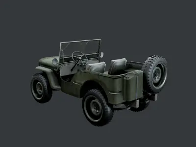 WW2 Willys Jeep Vehicle Game Ready Low Poly Low-poly 3D model