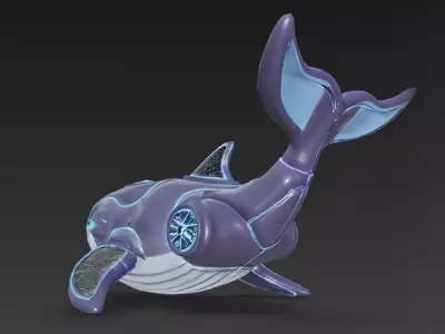 Stylized Cyber Whale 3D Model 3D model