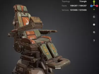 Industrial Mech Cockpit Chair Low-poly 3D model